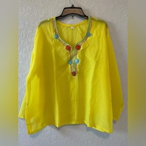 Jennifer Lopez JLo style. Yellow Bikini Coverall. Could be used as a tunic.